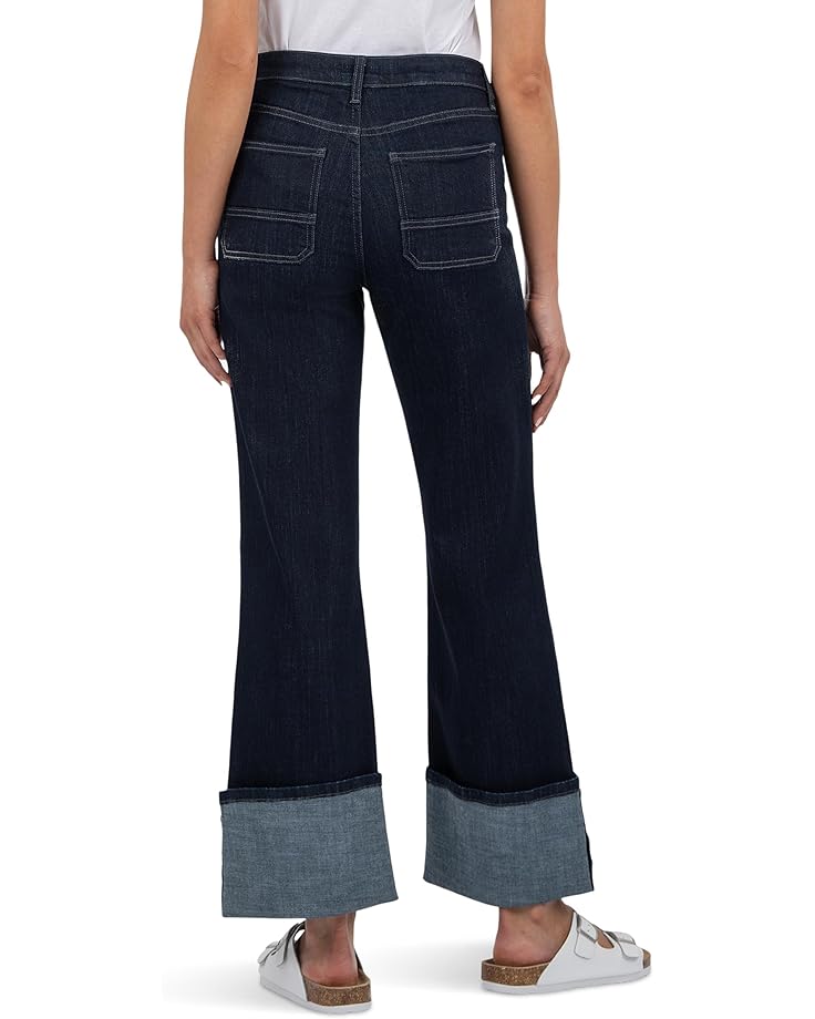 KUT From The Kloth Petite Charlotte High-Rise Fab Ab Wide Leg Roll-Up In Distinguished Women's Distinguished