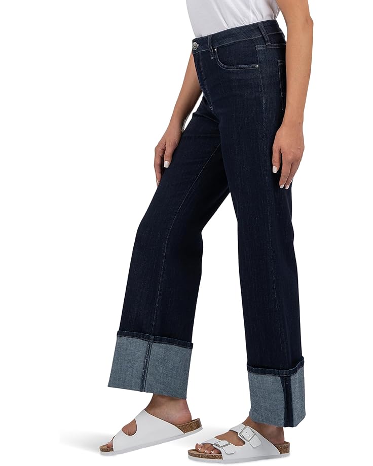 KUT From The Kloth Petite Charlotte High-Rise Fab Ab Wide Leg Roll-Up In Distinguished Women's Distinguished