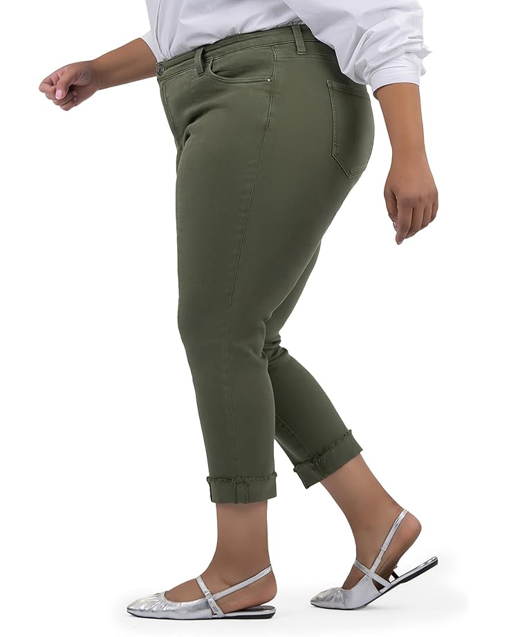 6pm KUT From The Kloth Plus Size Amy Crop Straight Leg- Roll Up Fray Princess Seam Women's