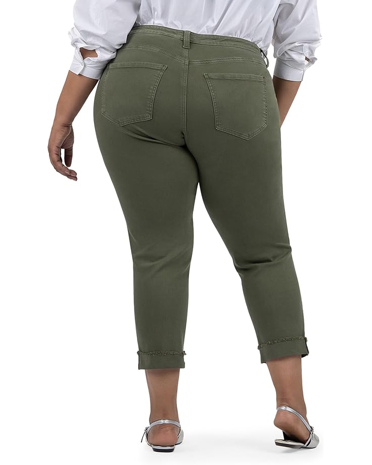 6pm KUT From The Kloth Plus Size Amy Crop Straight Leg- Roll Up Fray Princess Seam Women's