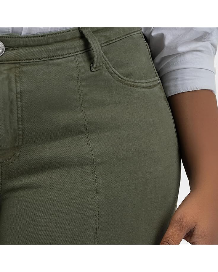 6pm KUT From The Kloth Plus Size Amy Crop Straight Leg- Roll Up Fray Princess Seam Women's