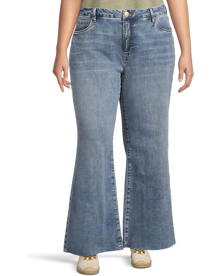 KUT from the Kloth Plus Size Meg High Rise Fab Ab Wide Leg Raw Hem-Long Inseam Women's