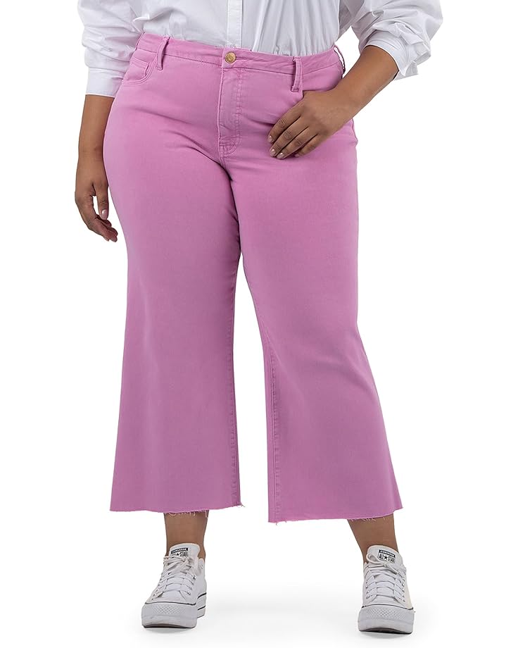 6pm KUT from the Kloth Plus Size Meg High Rise Fab Ab Wide Leg Raw Hem Women's