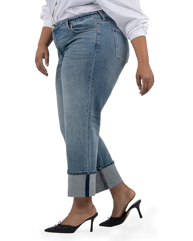 6pm KUT From The Kloth Plus Size Sienna High Rise Wide Leg-Roll Up 5" Women's