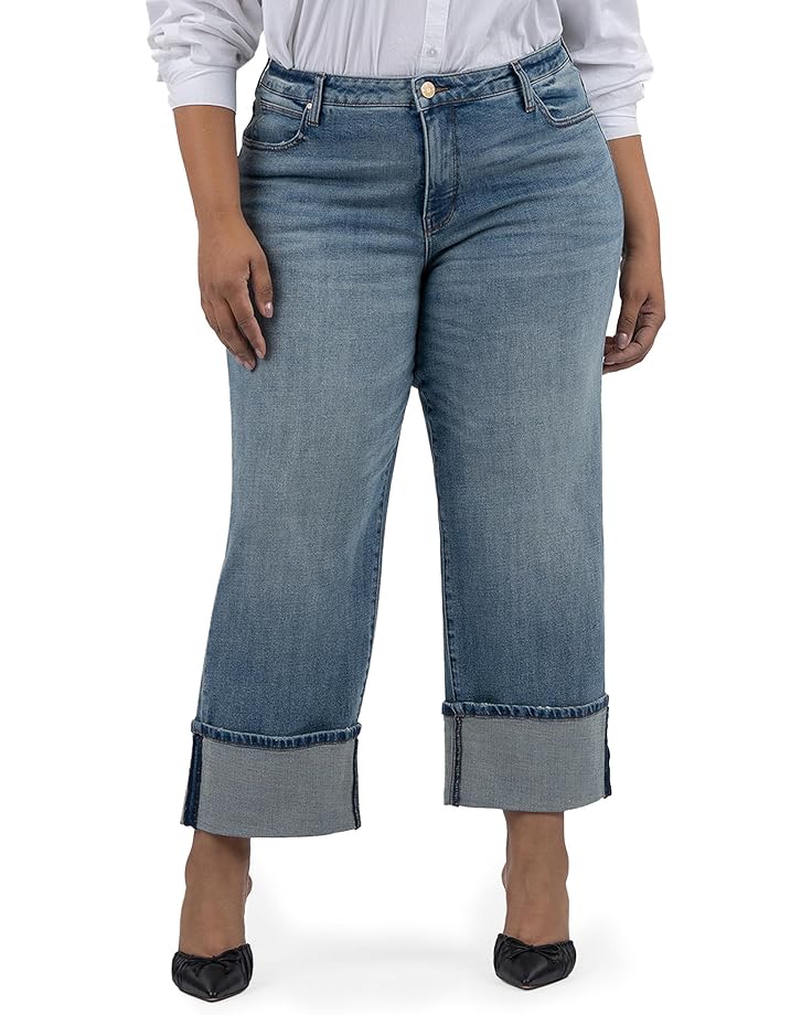 6pm KUT from the Kloth Plus Size Sienna High Rise Wide Leg-Roll Up 5" Women's