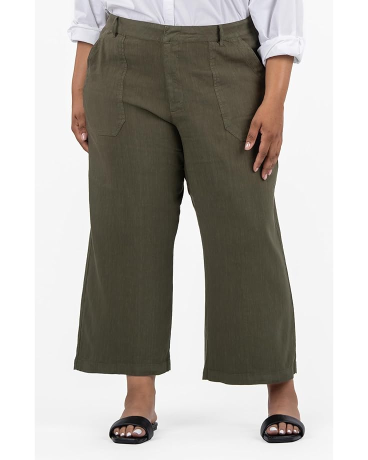 KUT from the Kloth Plus Size Topaz-Wide Leg Pant W/Porkchop Pockets Women's Forest