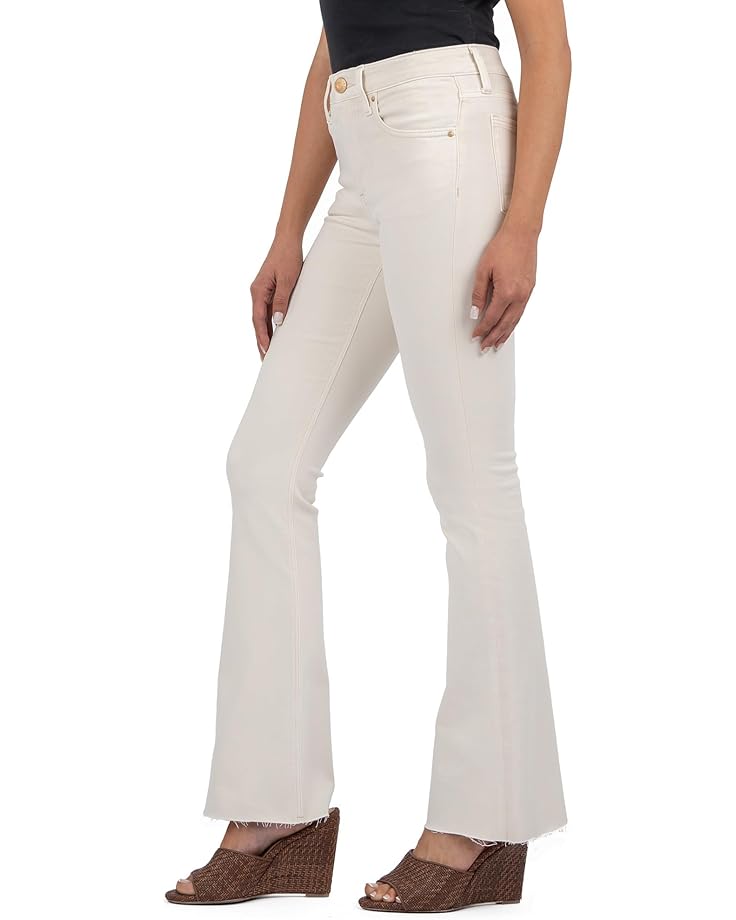 KUT From The Kloth Stella High Rise Flare With Raw Hem Women's Ecru