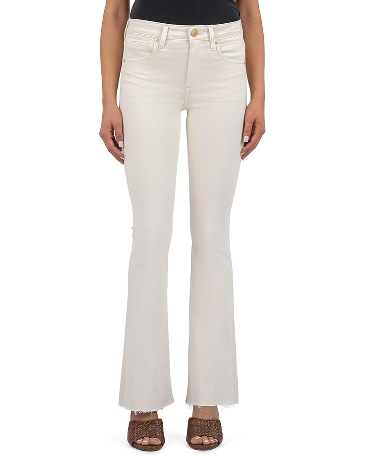 KUT from the Kloth Stella High Rise Flare With Raw Hem Women's Ecru