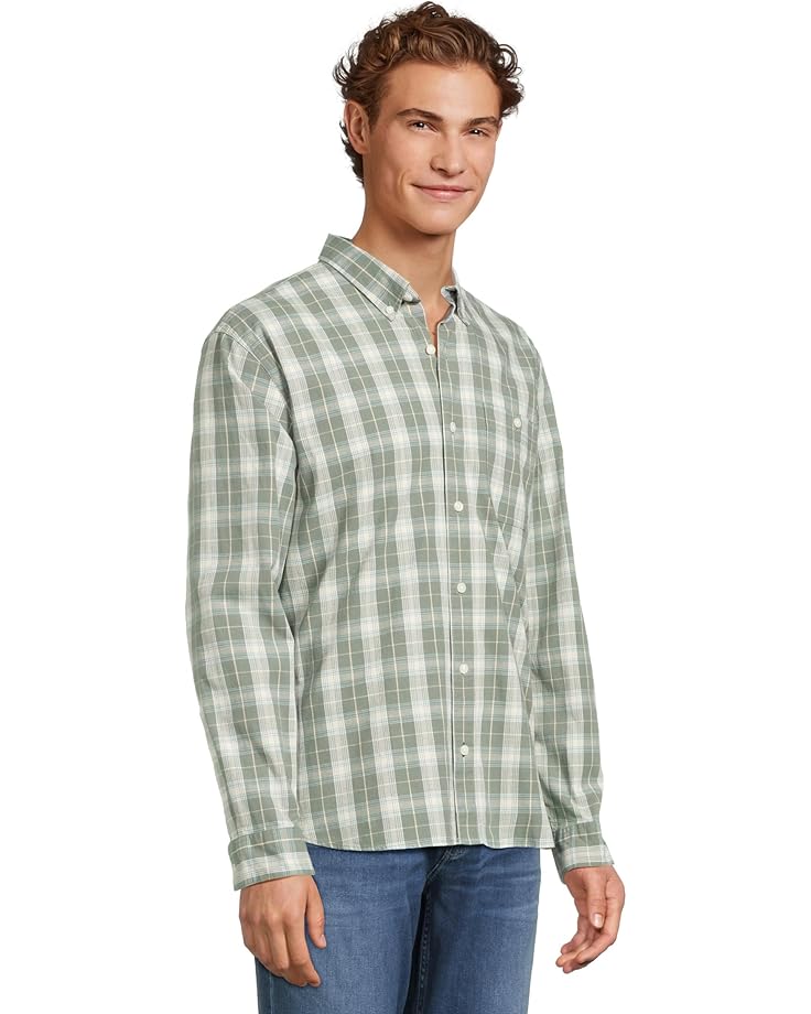6pm L.L.Bean Comfort Stretch Chambray Shirt Long Sleeve Traditional Fit Plaid Men's