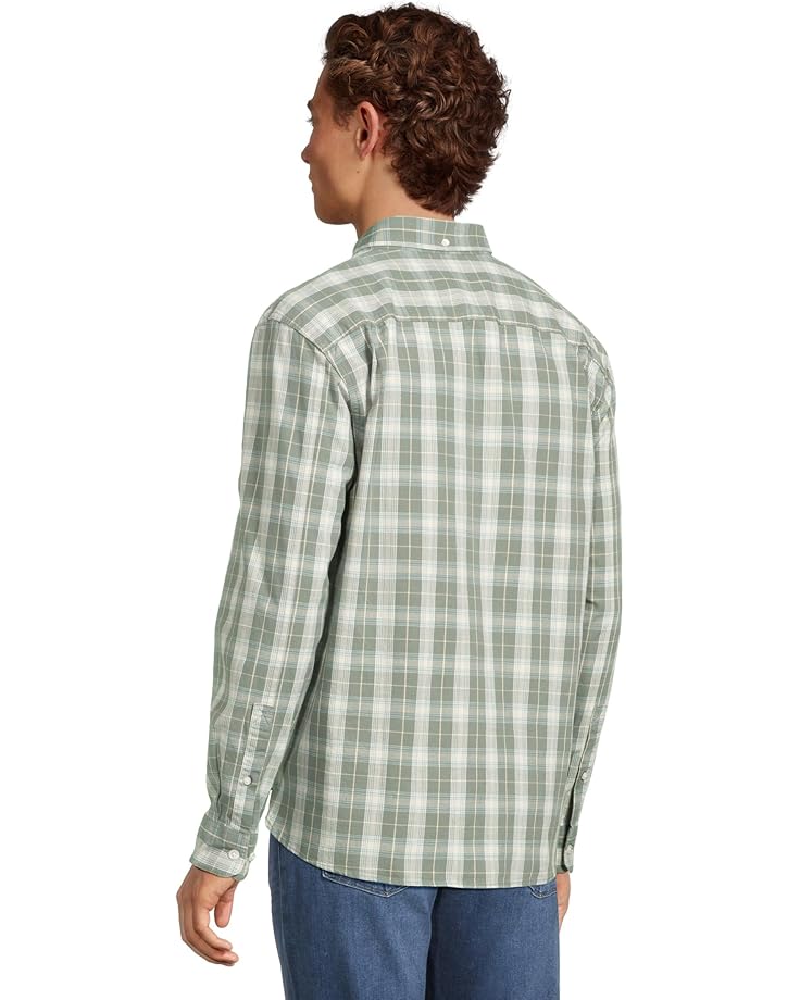 6pm L.L.Bean Comfort Stretch Chambray Shirt Long Sleeve Traditional Fit Plaid Men's