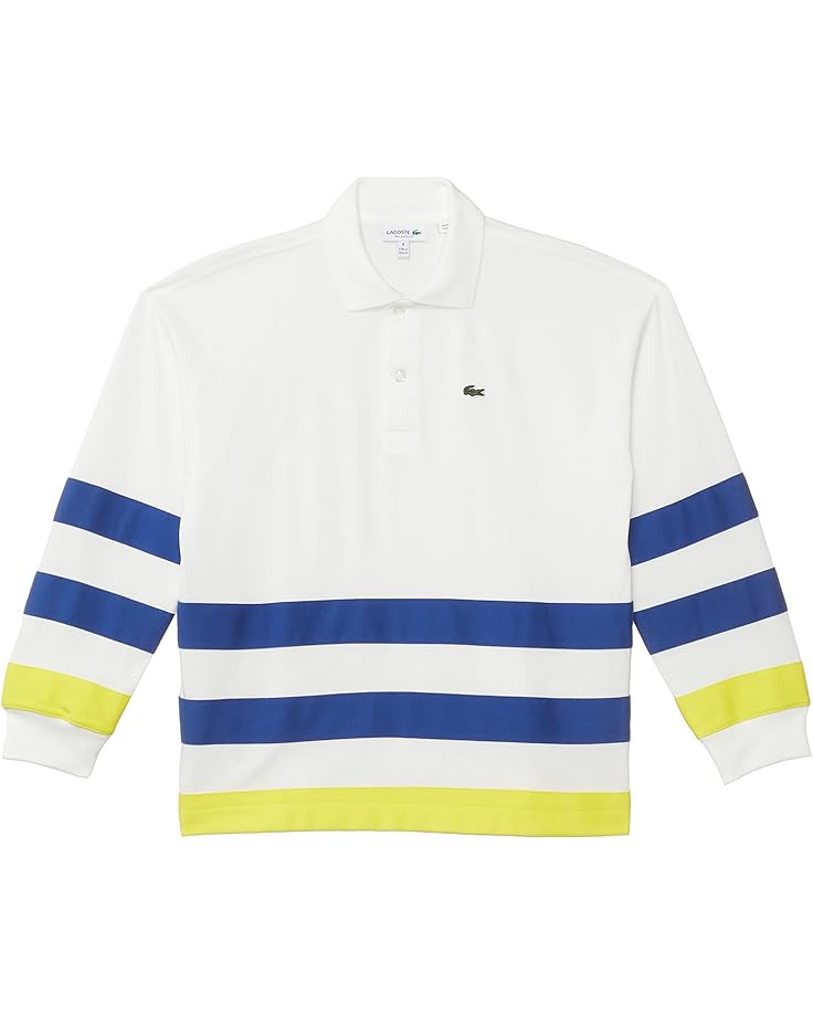 Lacoste Kids Long Sleeve Color Blocked Stripe Collared Shirt (Little Kid/Toddler/Big Kid)