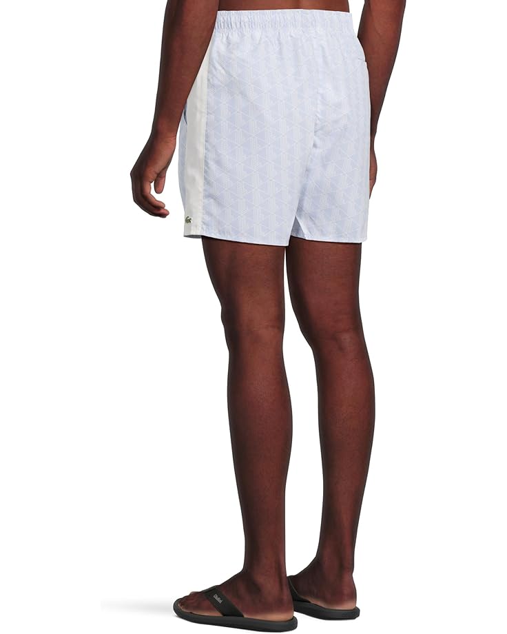 6pm Lacoste Mid Length Monogram Print Swim Trunks Men's