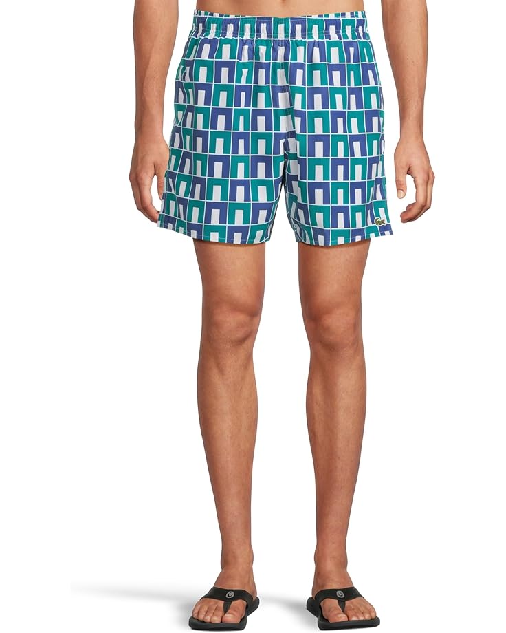6pm Lacoste Mid Length Robert George Print Swim Trunks Men's