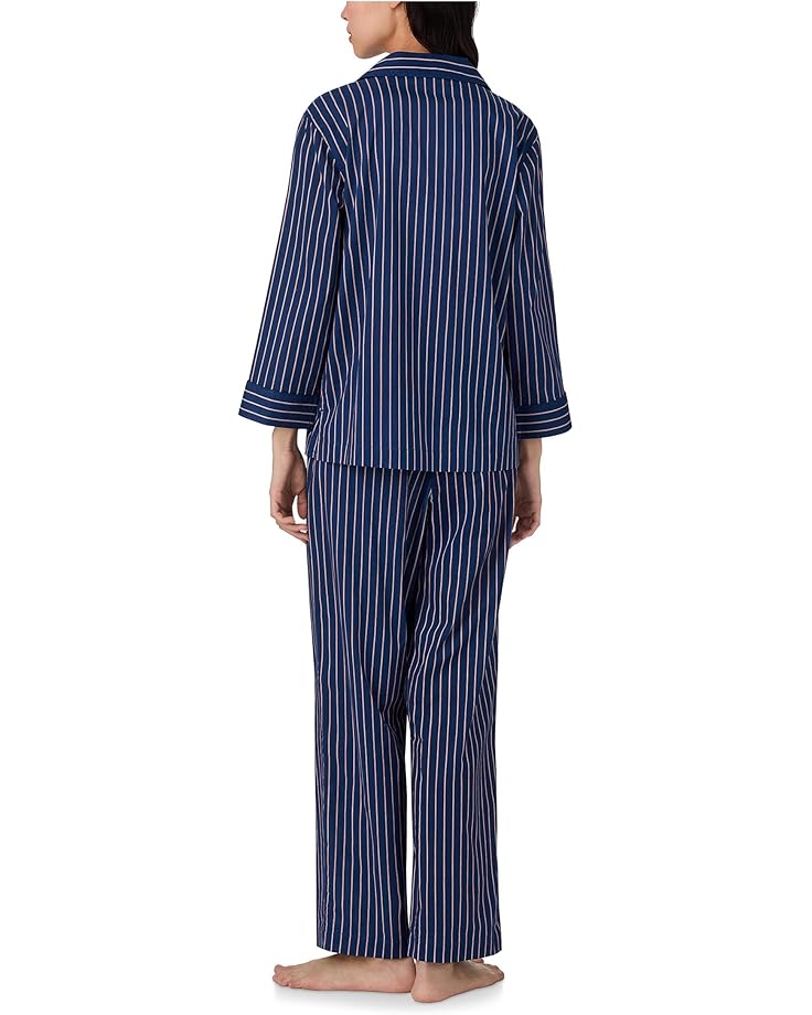 6pm Lauren Ralph Lauren 3/4 Sleeve Notch Collar Ankle Pant Pj Set Women's