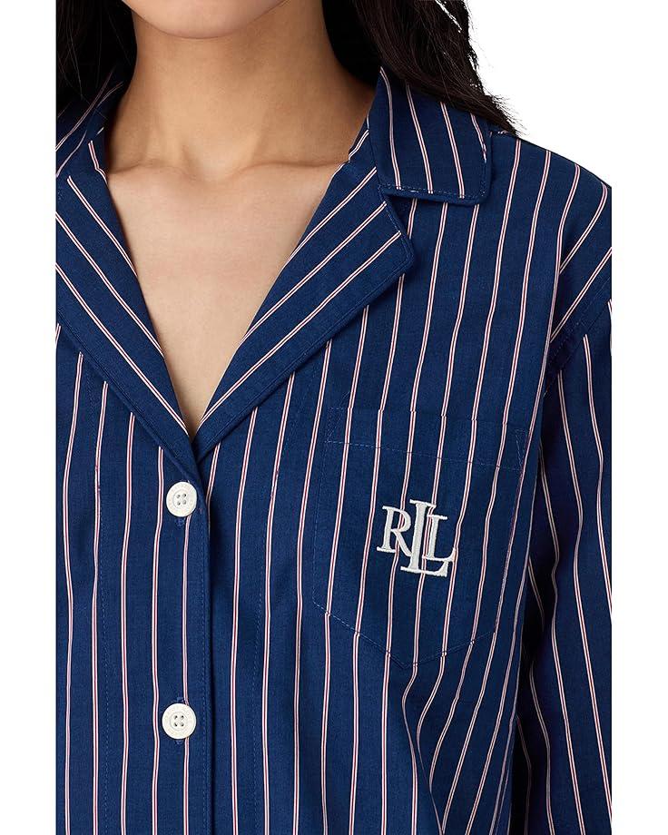 6pm Lauren Ralph Lauren 3/4 Sleeve Notch Collar Ankle Pant Pj Set Women's