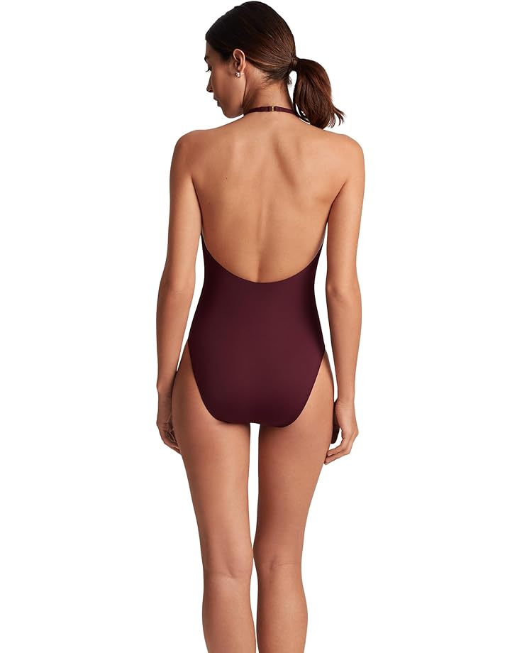 Lauren Ralph Lauren Beach Club Solid Modern Hi Neck One-Piece Women's