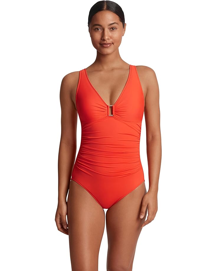 Lauren Ralph Lauren Beach Club Solids Ring Front Underwire One-Piece Women's