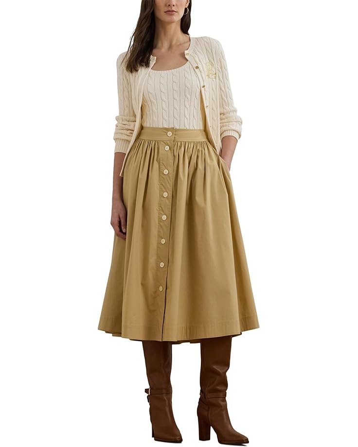 Lauren Ralph Lauren Button-Front Cotton-Blend Skirt Women's