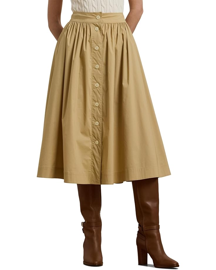 Lauren Ralph Lauren Button-Front Cotton-Blend Skirt Women's