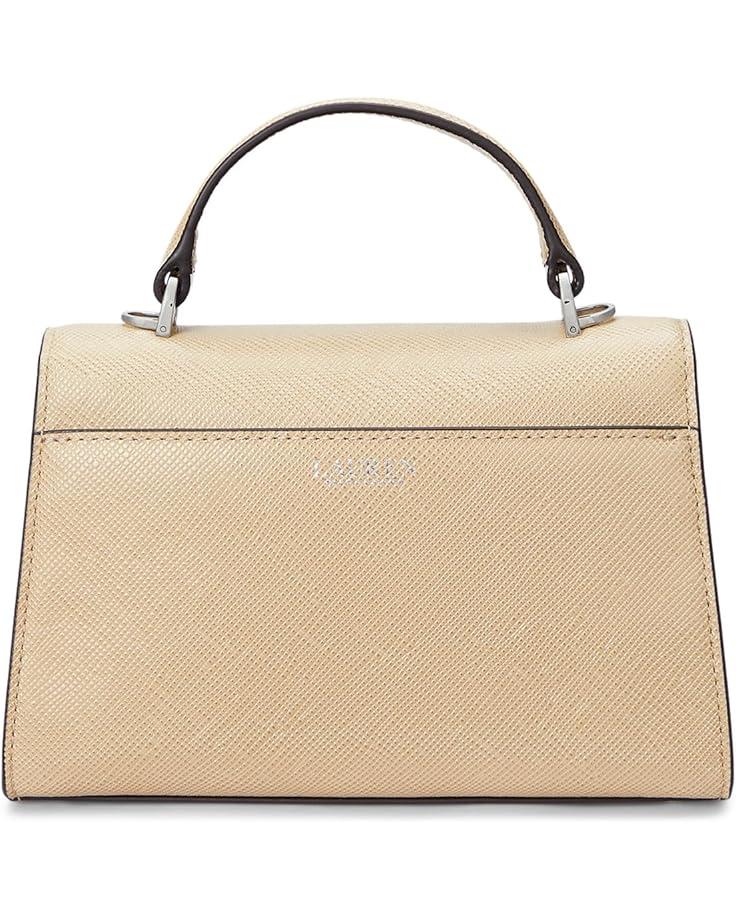 6pm Lauren Ralph Lauren Crosshatch Leather Small Farrah Satchel