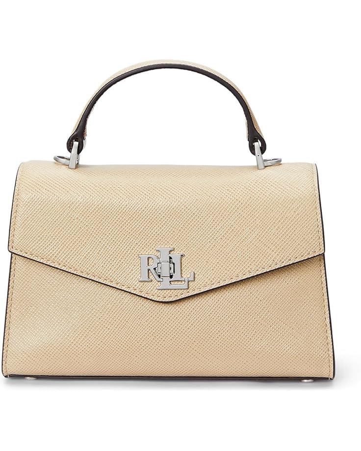 6pm Lauren Ralph Lauren Crosshatch Leather Small Farrah Satchel