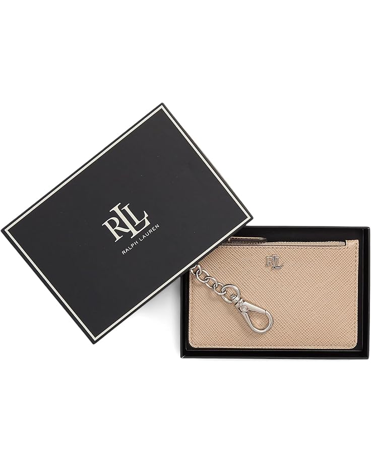 6pm Lauren Ralph Lauren Crosshatch Leather Zip Card Case