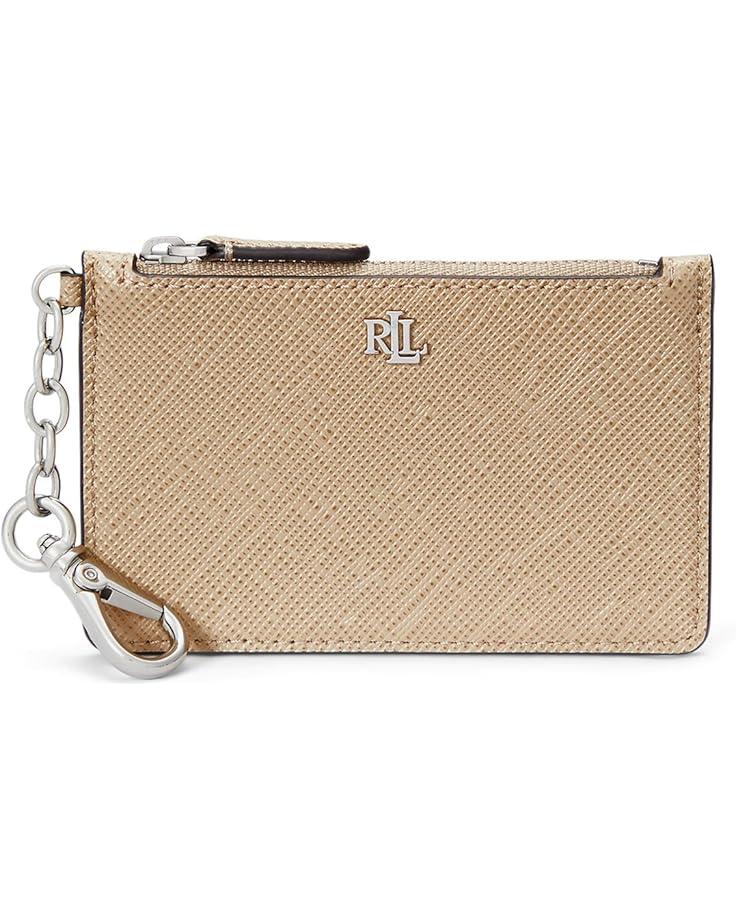 6pm Lauren Ralph Lauren Crosshatch Leather Zip Card Case