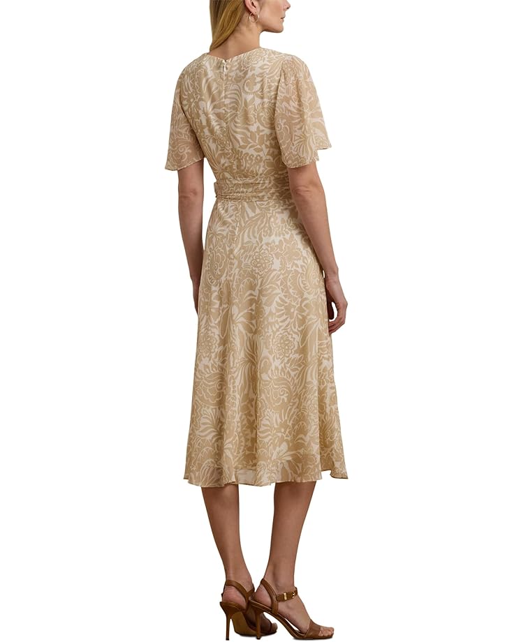 Lauren Ralph Lauren Floral Belted Crinkle Georgette Dress Women's
