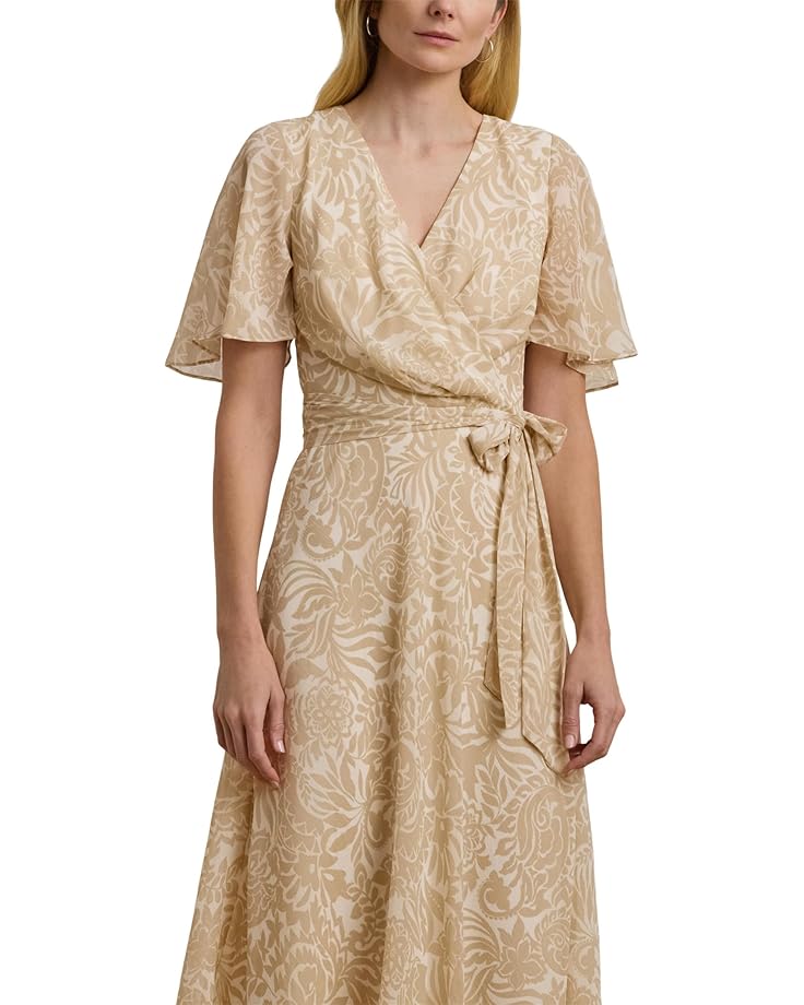 Lauren Ralph Lauren Floral Belted Crinkle Georgette Dress Women's