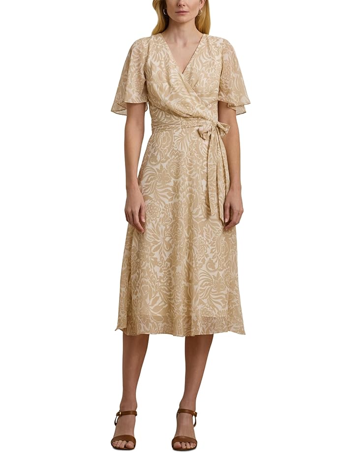 Lauren Ralph Lauren Floral Belted Crinkle Georgette Dress Women's