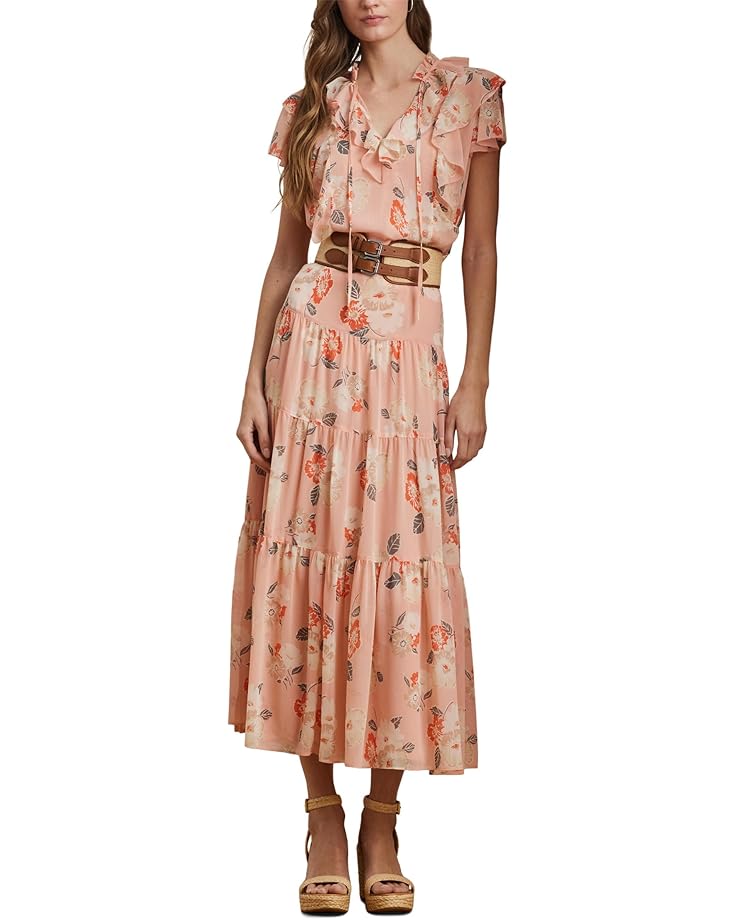 Lauren Ralph Lauren Floral Crinkle Georgette Tiered Skirt Women's