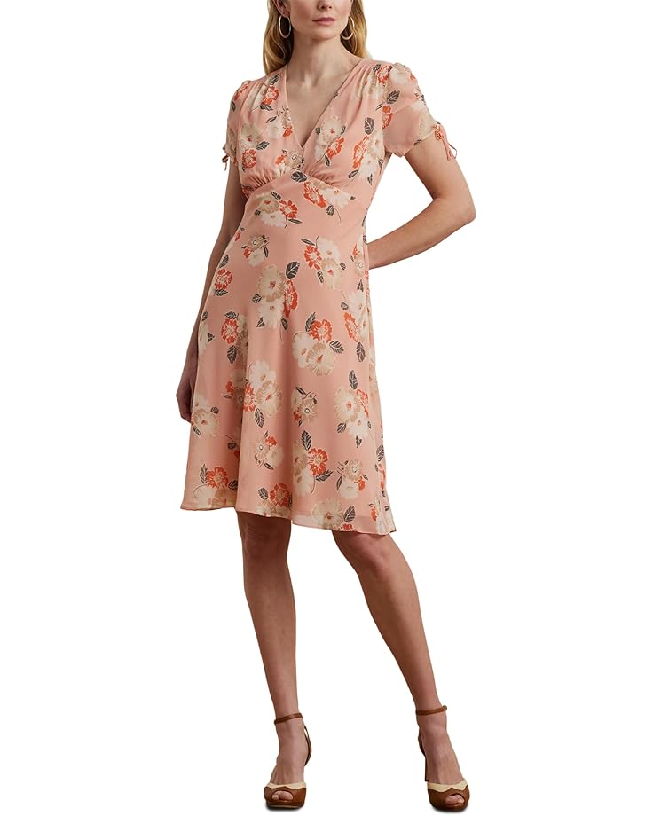 Lauren Ralph Lauren Floral Georgette Short-Sleeve Dress Women's