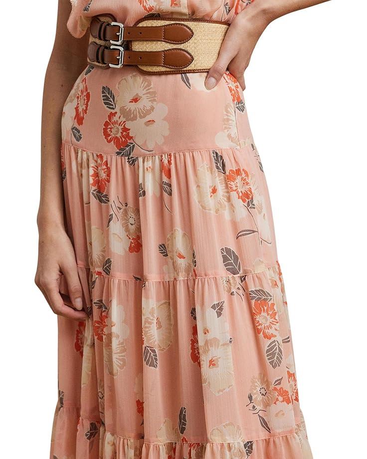 Lauren Ralph Lauren Petite Floral Crinkle Georgette Tiered Skirt Women's