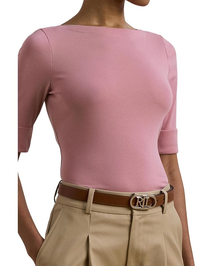 Lauren Ralph Lauren Petite Stretch Cotton Boatneck Tee Women's