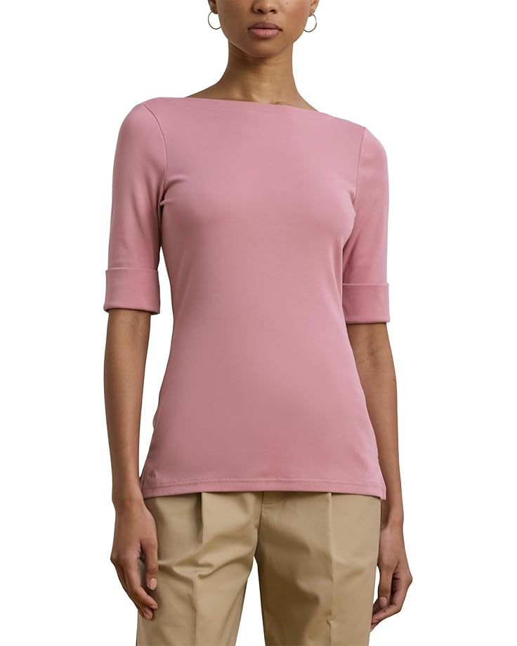 Lauren Ralph Lauren Petite Stretch Cotton Boatneck Tee Women's
