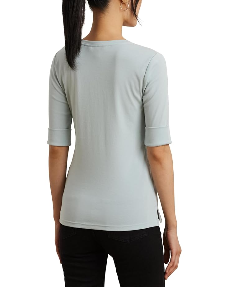 Lauren Ralph Lauren Petite Stretch Cotton Elbow-Sleeve V-Neck Tee Women's