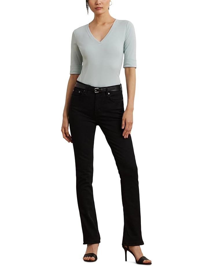 Lauren Ralph Lauren Petite Stretch Cotton Elbow-Sleeve V-Neck Tee Women's