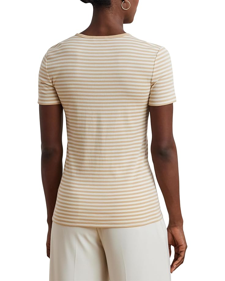 Lauren Ralph Lauren Petite Striped Stretch Cotton Crew Neck Tee Women's