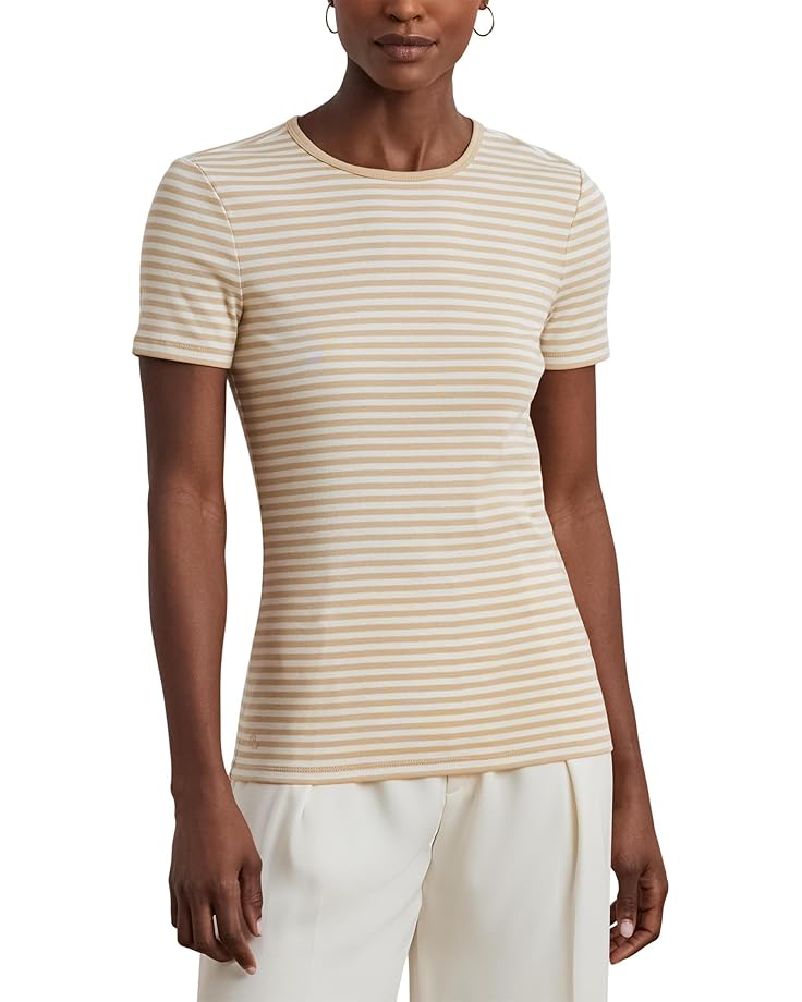Lauren Ralph Lauren Petite Striped Stretch Cotton Crew Neck Tee Women's