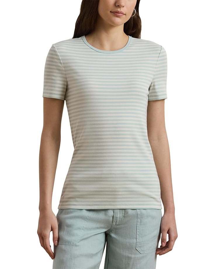 Lauren Ralph Lauren Petite Striped Stretch Cotton Crew Neck Tee Women's
