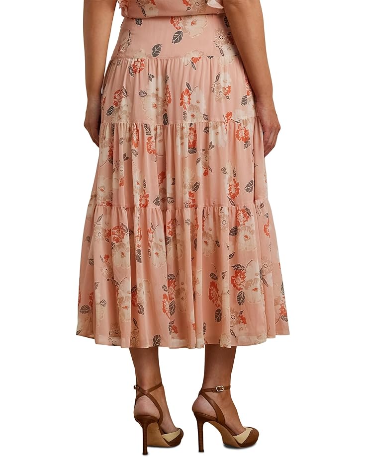 Lauren Ralph Lauren Plus Size Floral Crinkle Georgette Tiered Skirt Women's