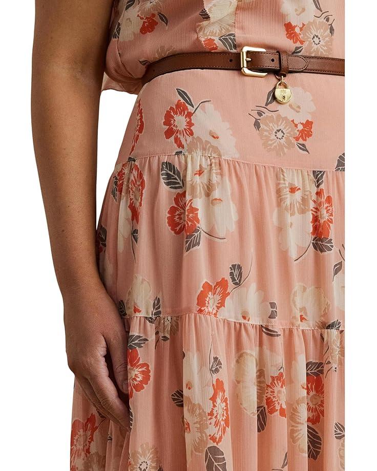 Lauren Ralph Lauren Plus Size Floral Crinkle Georgette Tiered Skirt Women's