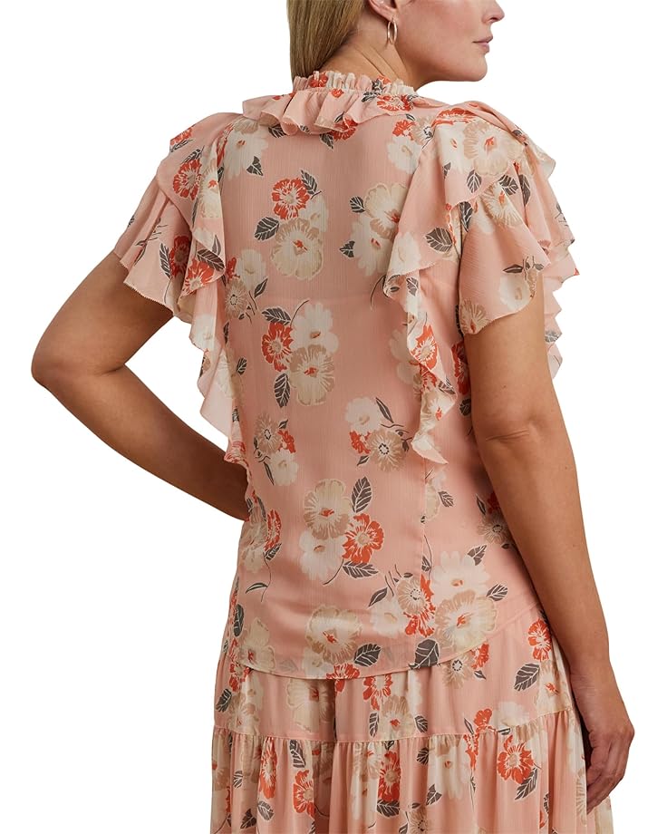 Lauren Ralph Lauren Plus Size Floral Ruffle-Trim Georgette Blouse Women's