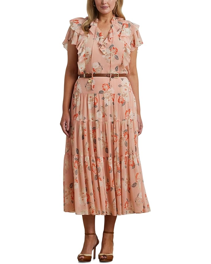 Lauren Ralph Lauren Plus Size Floral Ruffle-Trim Georgette Blouse Women's