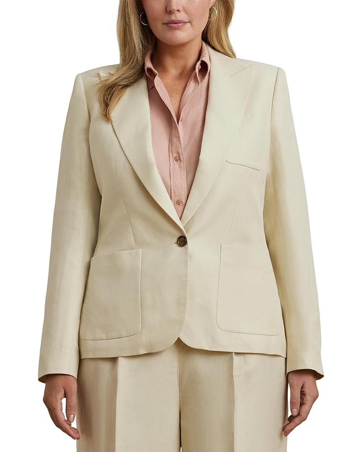 Lauren Ralph Lauren Plus Size Linen-Blend Twill Blazer Women's