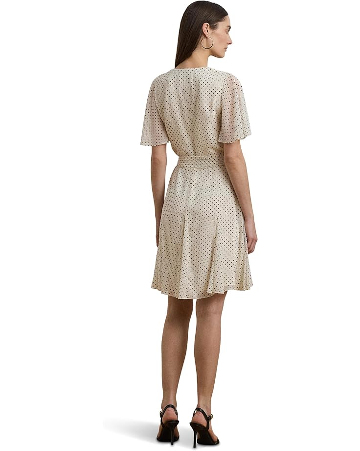 Lauren Ralph Lauren Polka Dot Georgette Surplice Dress Women's