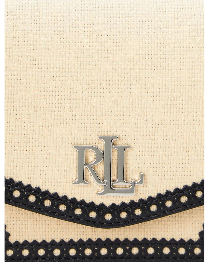 6pm Lauren Ralph Lauren Straw & Leather Medium Sawyer Bag