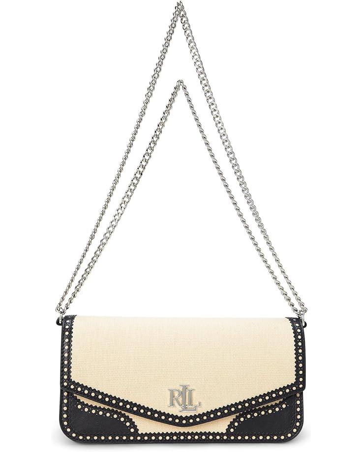 6pm Lauren Ralph Lauren Straw & Leather Medium Sawyer Bag