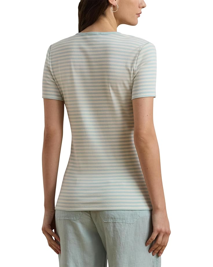 Lauren Ralph Lauren Striped Stretch Cotton Crewneck Tee Women's