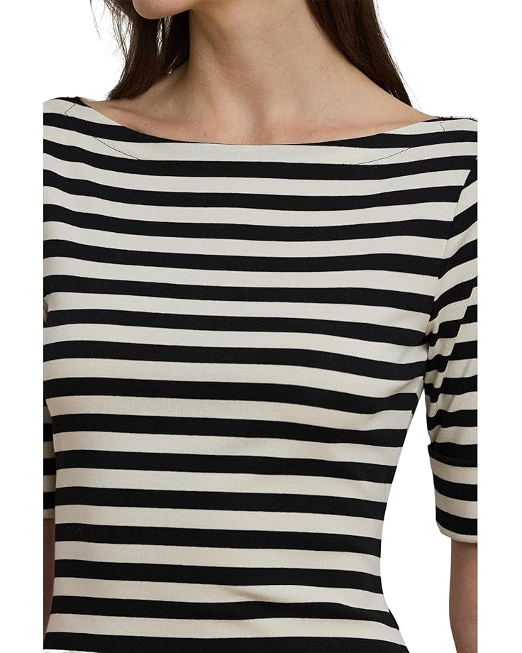 Lauren Ralph Lauren Striped Stretch Cotton Midi Dress Women's